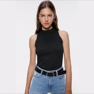 NWOT Zara Mock-Neck Sleeveless Top